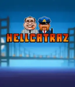 Enter the thrilling world of the Hellcatraz game by Relax Gaming, featuring a cartoonish prisoner and a guard with the infamous Alcatraz prison and San Francisco skyline in the background. This image depicts the fun and humor of an prison break-themed game, ideal for players looking for a unique slot experience, delivering a entertaining escape. 