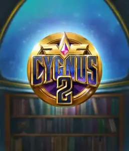 Explore the captivating visuals of ELK Studios' Cygnus 2 Slot, featuring a stunning logo with a vibrant design in purple and gold. With a backdrop of a mystical library backdrop, this graphic conjures the essence of exploration and mystery. 