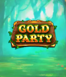 Step into the magical forest of Gold Party slot by Pragmatic Play, highlighting a charming wooden sign decorated with golden letters. The background features a misty green forest which adds a touch of enchantment to the slot's theme. Perfect for fans of nature-themed slots, offering a captivating escape. 